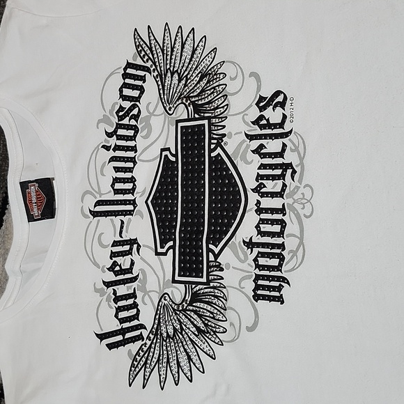 HARLEY DAVIDSON MOTORCYCLE 2010-2012 STUDDED BAR & SHIELD WINGS TEE-SHIRT LARGE - Picture 1 of 16